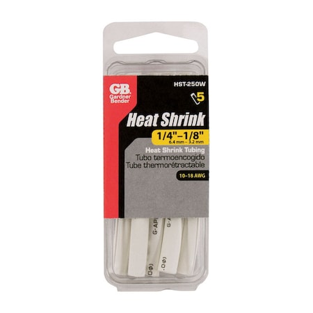Gardner Bender Gardner Bender 1/4 in. D Heat Shrink Tubing White 5 pk HST-250W